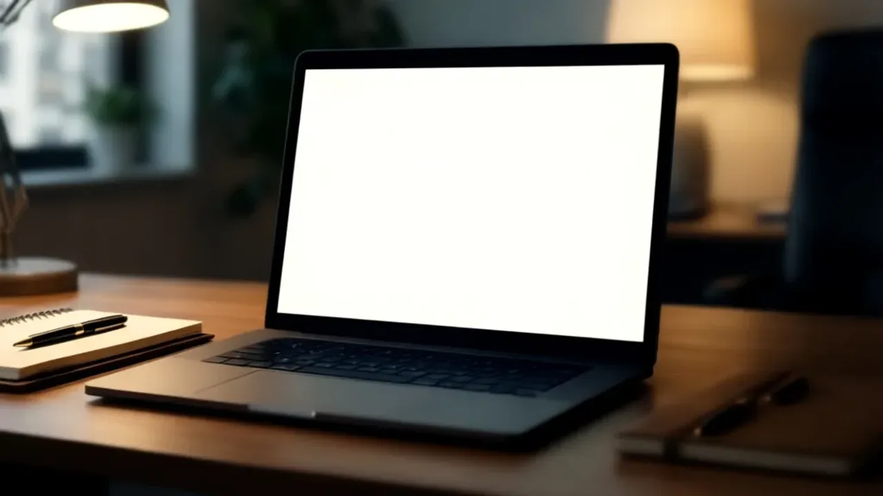 Jak napisać maila do nauczyciela: poprawny i formalny e-mail Profesjonalne biurko z laptopem podczas pracy nad tym, jak napisać maila do nauczyciela.