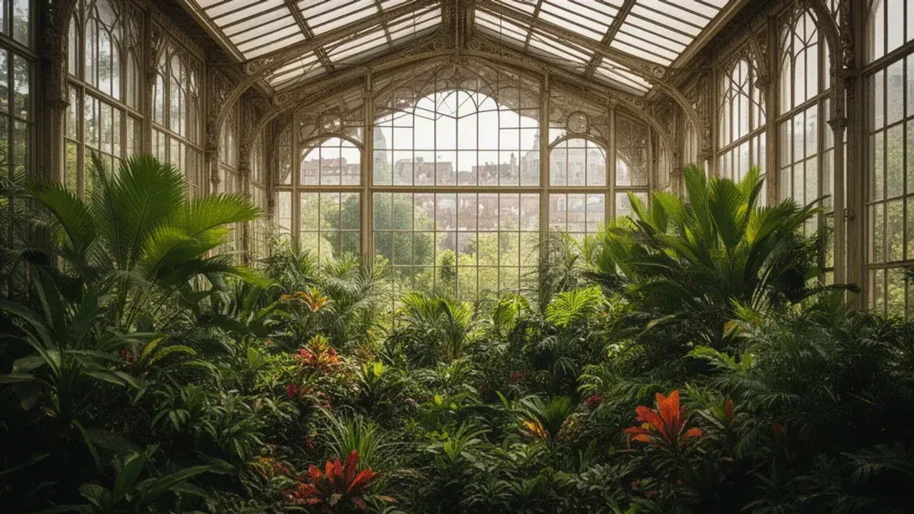 Ogród botaniczny Kraków: Spacer po Ogród Botaniczny UJ przy Kopernika 27 Zabytkowy kompleks szklarniowy w Ogród Botaniczny Uniwersytetu Jagiellońskiego w Krakowie, najstarszy ogród botaniczny kraków w pełnym słońcu.
