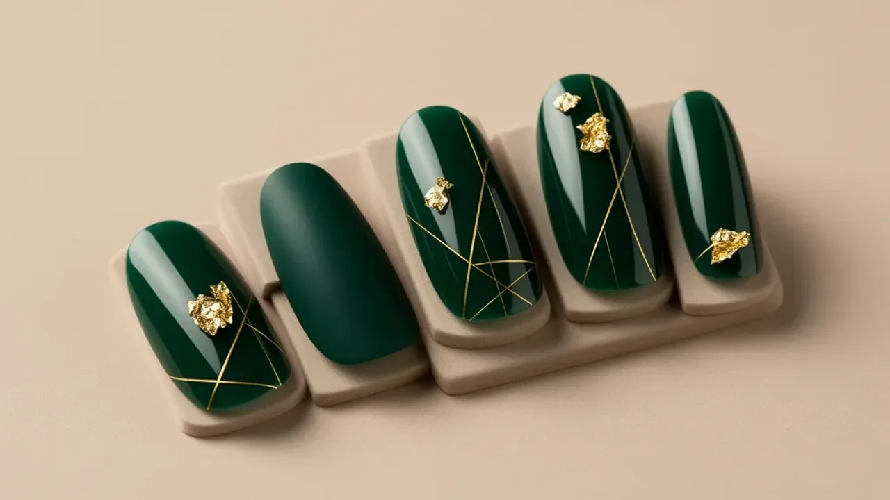 Paznokcie butelkowa zieleń z czym łączyć? Modny manicure 2025: inspiracja
