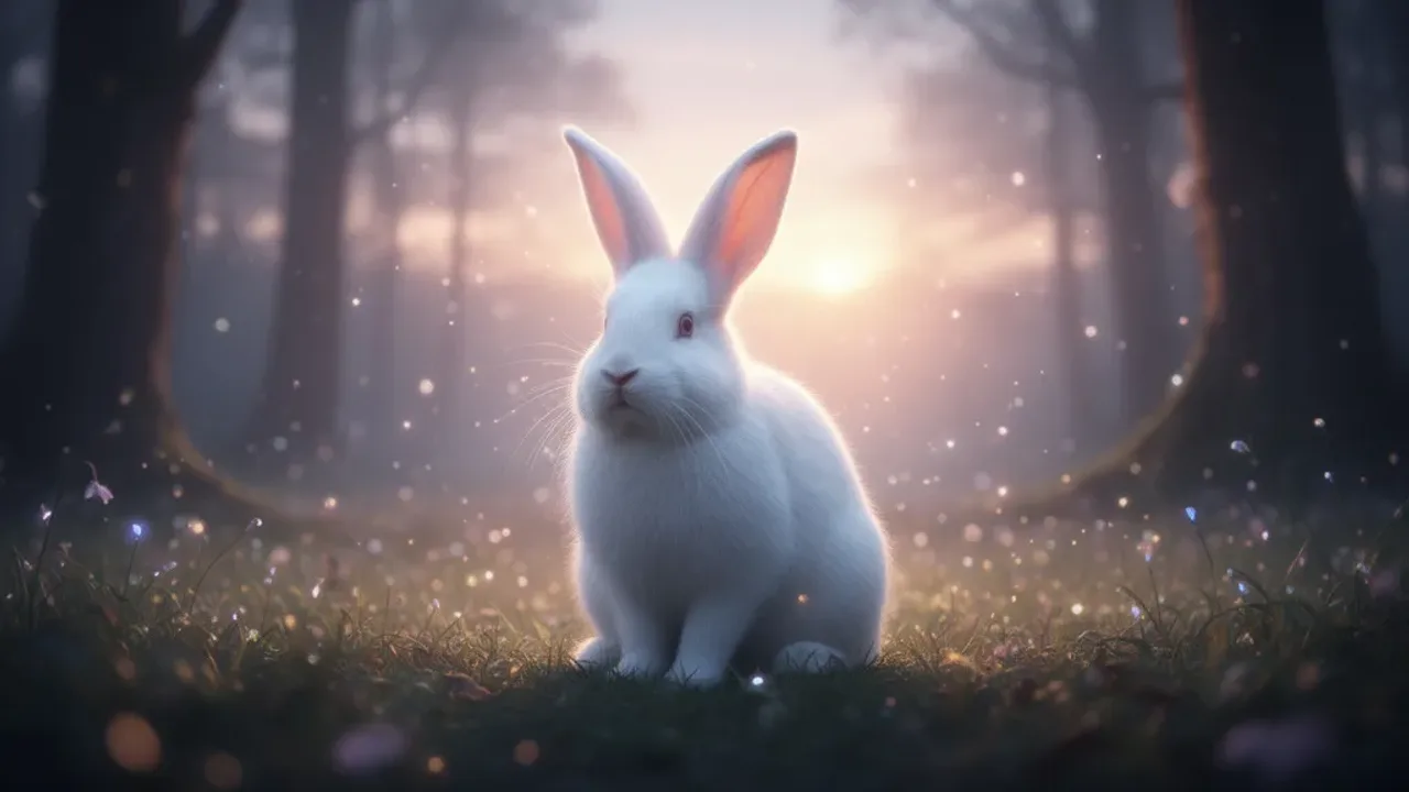 Sennik królik: co oznacza sen o króliku i jaka jest jego symbolika? Symboliczna ilustracja przedstawiająca królika w magicznym lesie, nawiązująca do haseł sennik królik.